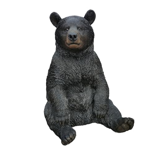 Figura de oso sentado negra de poliresina HI-LINE miniatura 4