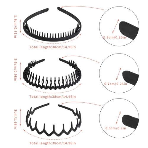 Wllhyf 561476_1+FINE TOOTH COMB 3 Pieces Sharks Tooth Hair Comb Plastic Non Slip Headband Wavy Teeth Hair Hoop Fashion Effortless Hairband Hair Accessory thumb #1