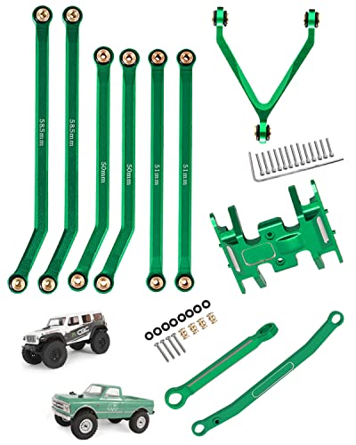 RCMYou RC Upgrades Part High Clearance Chassis Links & Skid Plate & Steering Rod Tie Links for 1/24 Axial SCX24 Bronco AXI00001 C10 AXI00002 JLU 1/24 RC Crawler?Green?