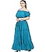 Wevez Women’s 40 Inch Cotton Full Circle Elastic Waist Tribal Fusion Belly Dance A Line Plus Size Maxi Skirt (Teal)