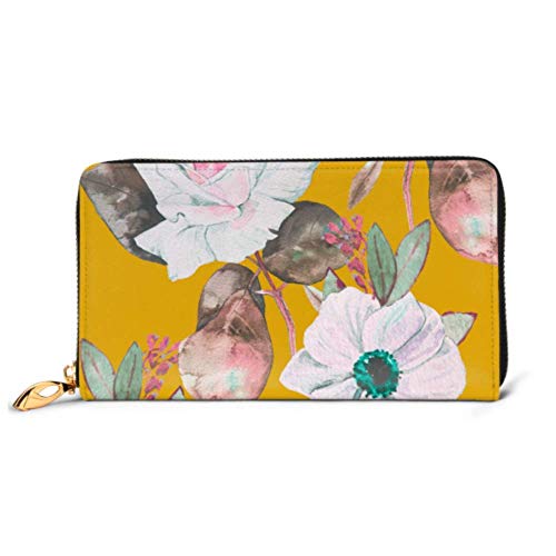 Preisvergleich Produktbild JHGFG Mode Handtasche Reißverschluss Brieftasche Französisch Anemone Rosen Muster Telefon Clutch Geldbörse Abendkupplung Blocking Leder Brieftasche Multi Card Organizer