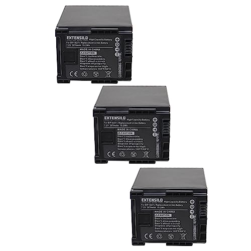 EXTENSILO 3X Batería Compatible con Canon Flash Memory FS10, FS11, FS100 cámara de vídeo (2670 mAh, 7,2 V, Li-Ion)