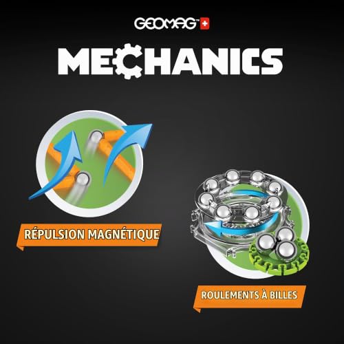 GEOMAG - Mechanics Motion Magnetic Gears 160 Pcs, Construction Magnétique Enfant avec Engrenages en Mouvement, Jouet Enfant 7 Ans +, Jeux de Construction STEM Éducatif, Idée Cadeau Noël Anniversaire