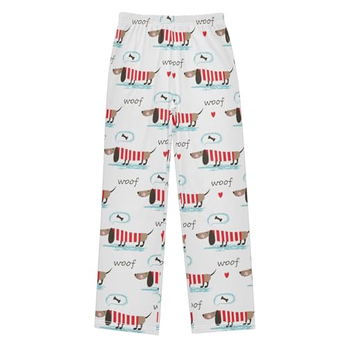 Boys' Pants Dachshund Dogs Bones Hearts Long Bottoms Jogger Pants Elastic Waist Trousers with Pockets S-XL
