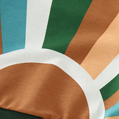 Camiseta básica de manga comprida para meninos e meninas, casual, com estampa de sol, pulôver, blusa
