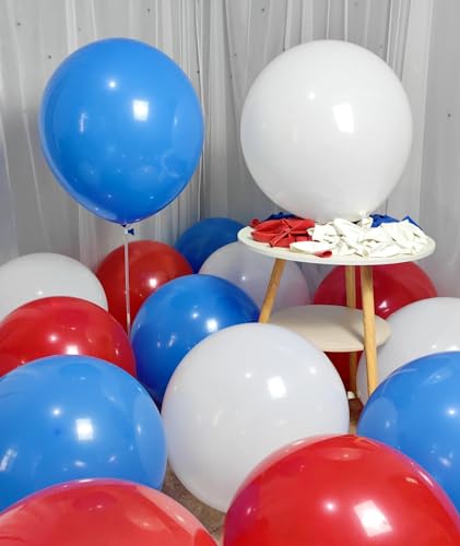 Image of 90 Pack Red White Blue Balloons 18 Inch Latex Party Balloon in Bulk for Patriotic Party Supplies, Memorial Day, 4th of July, Veterans Day, Wedding, Baby Shower
