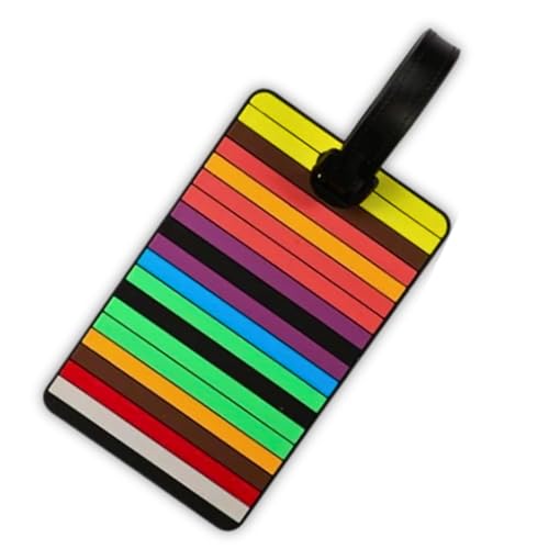 MONKEYTAIL Luggage Tag for Boys & Girls - Rainbow Stripes - Fun Colorful Tags with Name Label for Kids School Bags, Backpack