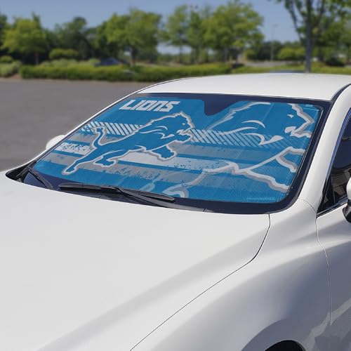 Image of Fanmats NFL Windshield Sun Auto Shade, Sun Shield Sun Visor Accordion tri-fold for Storage 59 inch x 29.5 inch, Colorful Team Design