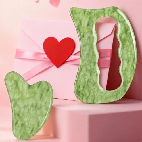 Image of airogym Jade Stone Gua Sha Massage Tool Set, Gua Sha Muscle Scraper Tool,Scar Tissue Tool,Physical Therapy Tools,Muscle Soft Tissue Scraping Tool,Guasha Massage Scraper,Fascia Scraper Massage Tool