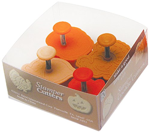 R & M International 492 Pastry/Cookie/Fondant Stamper, 2-Inch, Thanksgiving - Turkey, Acorn, Pumpkin