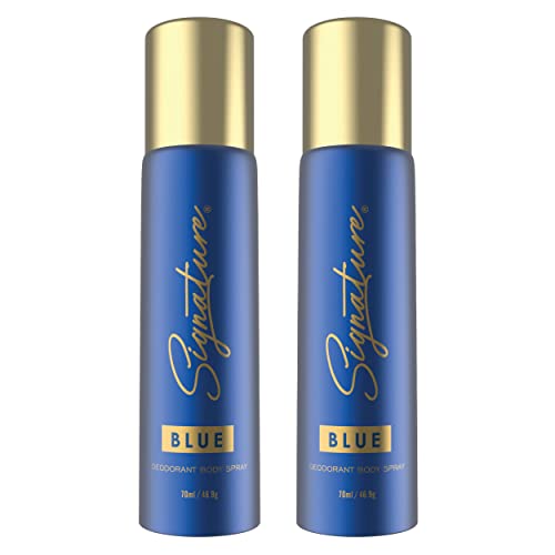 Image of Signature Blue Deodorant Aromatic Fougere Long Lasting Fragrance for Men and Women, Unisex Combo Pack of 2 (70 ml x 2)