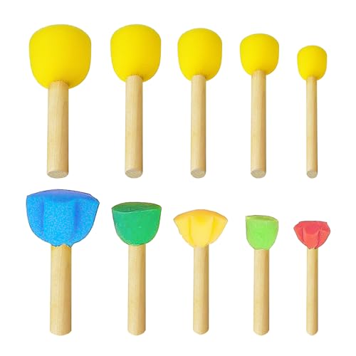 DUINIU 10 Pieces Sponge Brush Painting Set, Creative Roller Brush, Children's Painting Graffiti, Roller Sponge Brush, Sponge Painting Tool, Graffiti Brush