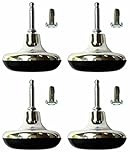 ARASO-UK LTD 4 x Chrome Feet Leg Castors Gliders with Metal Inserts for Beds, Sofas, Footstools Furniture Glides Divan Bed Base Chair Wheels