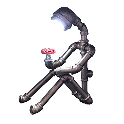 Preisvergleich Produktbild LIIYANN Kreativer Retro-Industriestil, Roboter-Augenschutz-Tischlampe, Stangen- / Studentenwohnheim- / Schreibtisch- / Rohrschreibtischlampe. (Farbe: Silber)