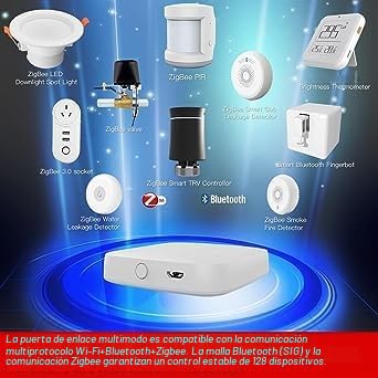 MOES Tuya ZigBee y BLE Multimodo Smart Home Gateway WiFi Mesh Hub, Funciona con Productos Tuya ZigBee o BLE Smart Home, Control de voz a través de Alexa Google Home