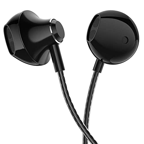 CLAVIER Aero in-Ear Headphones/Earphones with Stereo Mic for All Smartphones with Carrying Case (Black)