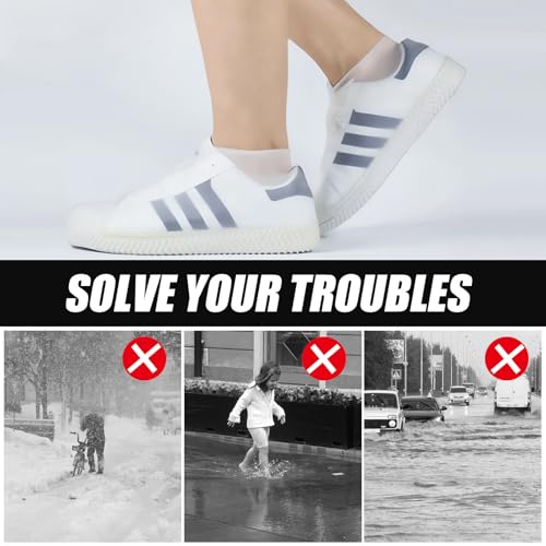 4 Pcs Schuhüberzieher Wasserdicht, Schuhüberzieher Rutschfest, Einweg/Mehrweg Latex-überschuhe mit, überzieher Schuhe für Regen,Schneetag,Wüstenstrand,Schlammige Straßen