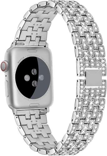 Image of Zitel Compatible with Apple Watch Band for Women Girls, Bling Rhinestone Metal Bands 40mm 41mm 42mm(Series 11 /10) 44mm 45mm 46mm Series 11 /10 /9 /8 /7 /6 /5 /4 /SE3 /SE2 /SE