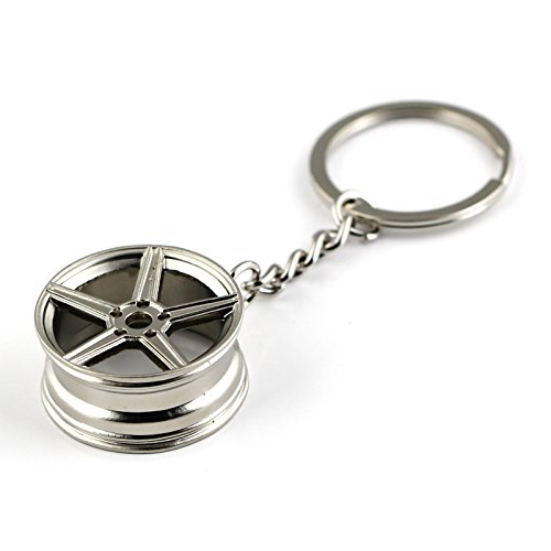 Image of maycom Creative Hot Auto Part Model Wheel Rim Tyre Keychain Keyring Key Chain Ring Keyfob (Silver)