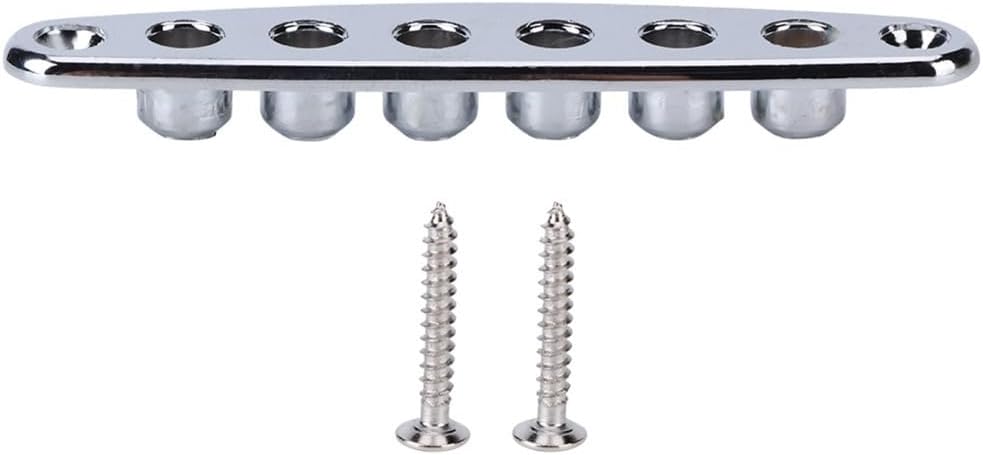 String Through Plate - Metal Bass Bridge Ferrules Bushing Plate Guitar String Ferrules with Screws for Electric Guitars(Gold/Black/Silver)(Silver)