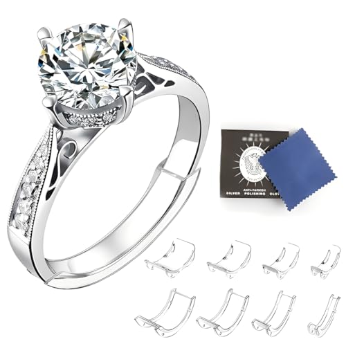8 Tailles Ajusteur Bague Invisible, Reducteur Bague, Ajusteur de Bague, Réducteur de Bague, Ajusteur de taille de bague invisible pour bagues amples, s'adapte à toutes les bagues