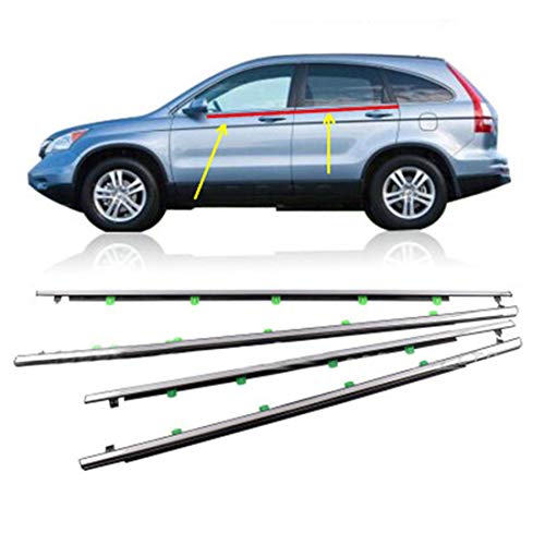 HZYCKJ Exterior de sello de cinturón de barrido de burlete de ventana de 4 piezas OEM # 72950-SWA-A01 Para Honda CR-V 2007-2011 Chrome Cover