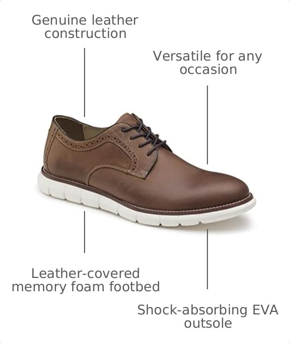 Image of Johnston & Murphy Men's Holden Oiled Leather Plain Toe Dress Casual Lace-up Shoe