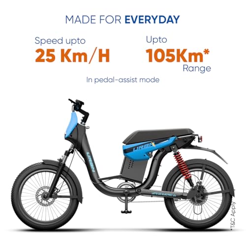 Image of Motovolt URBN E-Moped | Up to 105 km Range (PAS Mode) | 250W BLDC Motor | 36V Removable LFP Battery, 20Ah (IP67) | 120 kg Load Capacity | Spring + Hydraulic Suspension | 20 inch Tyres | Sky Blue