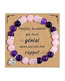 Cadeau Anniversaire Femme : Ce bracelet pierre naturelle femme est fabriqué à partir de pierres naturelles de 8 mm soigneusement sélectionnées. Il ne décolore pas, est hypoallergénique et doux pour la peau. Ce bracelet raffiné mesure 7 pouces et est fabriqué avec un élastique durable, flexible et ajustable