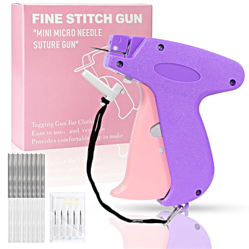 Image of Stitch Gun for Clothes, Handheld Stitch Gun Quick Clothing Fixer,Sewing Kit Includes 1,000 Black Fasteners & 1,000 White Fasteners & 6 Needles (Purple)