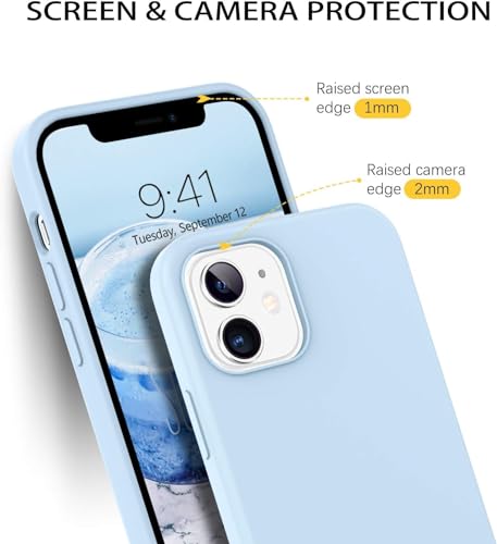 Image of DIZORO Microfiber Candy Case Compatible for iPhone 12 Mini Smooth Touch Cushion Liquid Soft Silicone Non-Slip Full Body Protective Shockproof Back Cover|5.4 inch|Solid (Sierra Blue)
