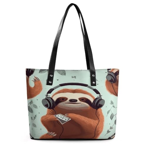 Sac motif paresseux femme en cuir cabas rigide poignée dessus