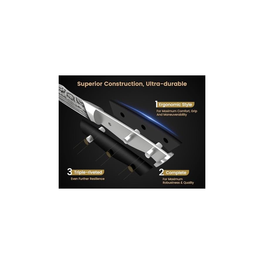 Steak-Knives-Set-of-8-with-Block-Built-in-Sharpener-48-Inch-Non-Serrated-Razor-Sharp-Durable-Dinner-Knives-German-Stainless-Steel-Damascus-Pattern-Full-Tang-Forged-Easy-to-Maintain CoquusAid Steak Knives Set of 8 with Block Built-in Sharpener, 4.8 Inch Non Serrated Razor-Sharp Durable Dinner Knives, German Stainless Steel Damascus Pattern Full Tang Forged, Easy to Maintain