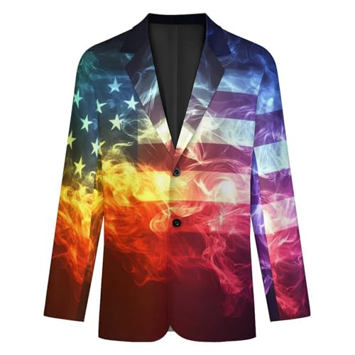 U.S. Gay LGBTQ Flag Colorful Mens Suit Jacket Lapel Blazers V Neck Button Business Coat Tuxedo for Wedding Party4
