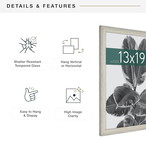 MCS Studio Gallery 13x19 Picture Frame Gray Woodgrain, Rectangle Photo Frame for Photos, Posters & Art Prints (2-Pack)