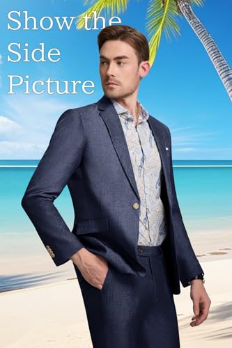Men 2 Piece Suit Set Tencel Linen Men Suit Blazer Pants Lightweight Slim Fit Prom Tuxedo for Summer Beach Wedding3