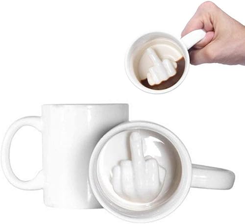 Miniatura 5 de Up Yours Mug Thumbs Up - Taza de café de cerámica con dedo medio, 14 onzas, té con leche, taza de regalo divertida para Año Nuevo, Navidad,