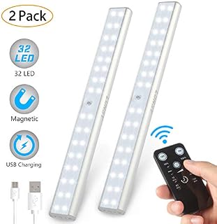 LUNSY 32LED Closet Light Rechargeable, Wireless Under Cabinet Lighting with Remote, 220lm,Stick-on Portable