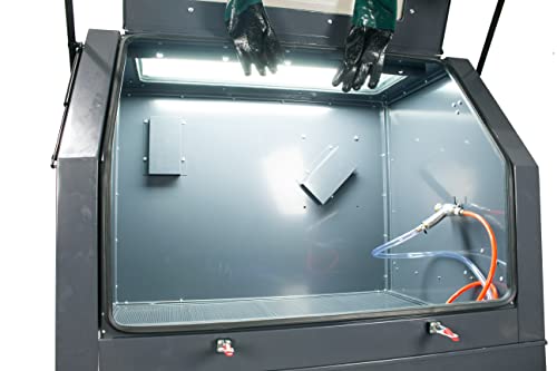 Foto von Profi Sandstrahlgerät Sandstrahlkabine mit Absaugung 990L + Düsen, Schlauch & Sandstrahlpistole - Druckluft Sandstahler 40L Sandstrahlgerät zum Entfernen von Rost, Korrosion und Lack- & Farbresten