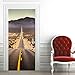 EQNLJA Etiqueta De La Puerta 3D Murales Paisaje de la carretera del desierto Pegatinas De Puerta Vinilo Papel Tapiz Carteles Pegatinas de Pared Para Dormitorio, cuarto de niños Decoraciones regalo 77x