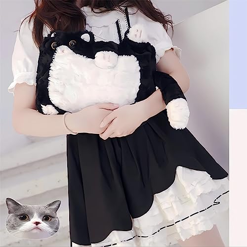 Huijufu Black Cat Tote Bag Plush Messenger Bag Shoulder Bag Coin Purse Ladies Fluffy Handbag #TOP7