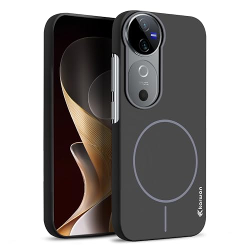 Image of KARWAN️Magnetic Ultra Slim-Fit Back Case Cover for Vivo V40 |Hard PC Case Cover| Ultra-Thin & Light Weight with [Ultra Premium Feel] Case for Vivo V40(6.8 inch)(Black)
