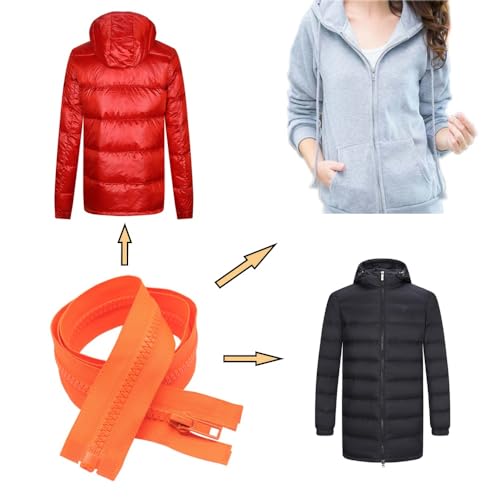 Image of YaHoGa 2PCS #5 23 inch Separating Jacket Zippers for Sewing Coats Jacket Zipper Replacement Plastic Zippers Bulk (23 inch Orange Red)
