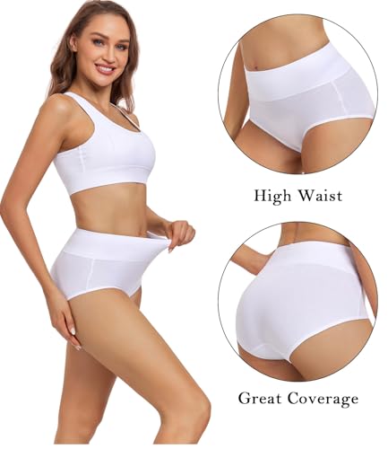 wirarpa Unterhosen Damen Baumwolle Frauen Unterwäsche Hohe Taille Slips Hoher Taillenslip 4er Pack Weiß Größe 4XL(60/62) 3