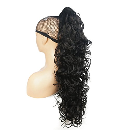 Lydell 30" Long Curly Styled Clip In Claw Ponytail Hair Extension Synthetic Hairpiece 280g with a jaw/claw clip (Darkest Brown)