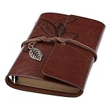 BEYONG Leather Journal Notebook for Women Men - Lined Diary Journals for Writing Travel Daily Work, Journaling Notebooks for Note Taking (Brown, 7 Inch)