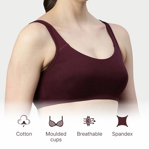 Image of Enamor Low Impact Women's Cotton Easy Everyday Bra - All Day Comfort Non Padded, Wirefree, High Coverage - SB06