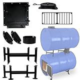 Double Barrel Stove Kit – Perfect For 30 to 55 Gal Drum Wood Stove Kit - Heavy Duty Steel Barrel Camp Stove Kit w/Stove Door & Grate - DIY Oil Barrel Stove Kit for Winters in Workshop, Cabin, Garage