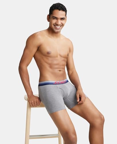 Image of Jockey ZN03 Men's Super Combed Cotton Elastane Stretch Solid Boxer Brief with Ultrasoft Waistband