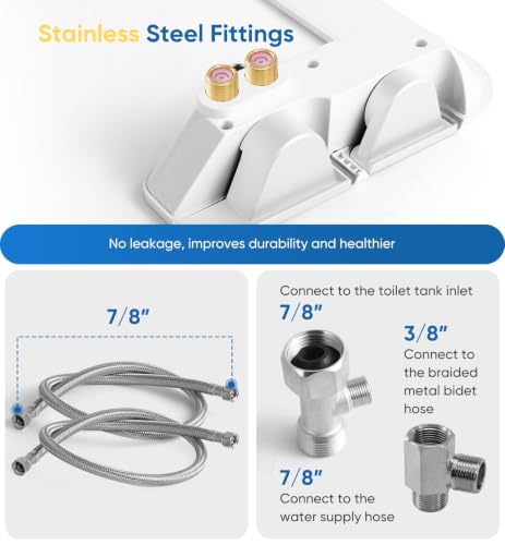 Image of Ultra-Slim 3-in1 Bidet, Warm Water, Self-Cleaning, Posterior&Feminine Wash-(Retractable Dual Nozzles), Non-Electric Bidet Attachment for Toilet Seat, Adjustable Water Pressure, Stainless Steel Inlet